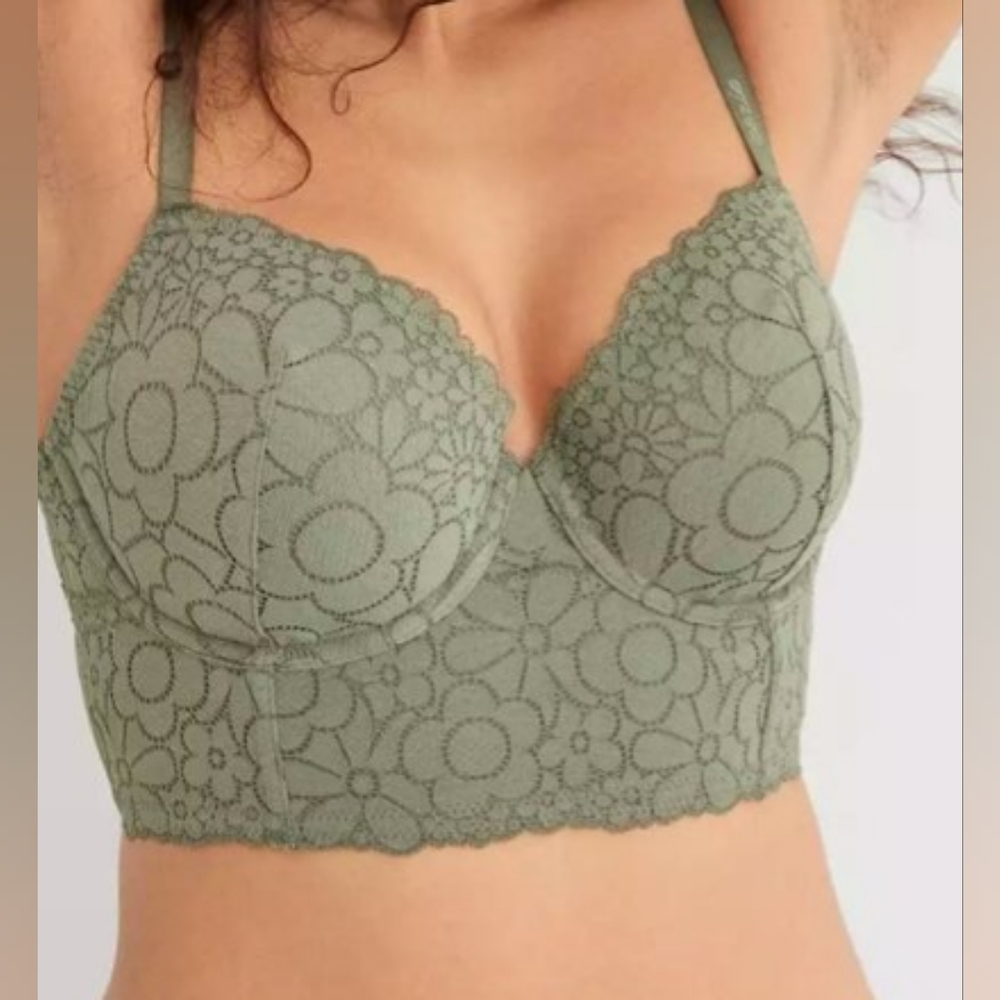 🌷AERIE REAL HAPPY DEMI LIGHTLY LINED CANDY LACE BRA SIZE 34D - Picture 2 of 7